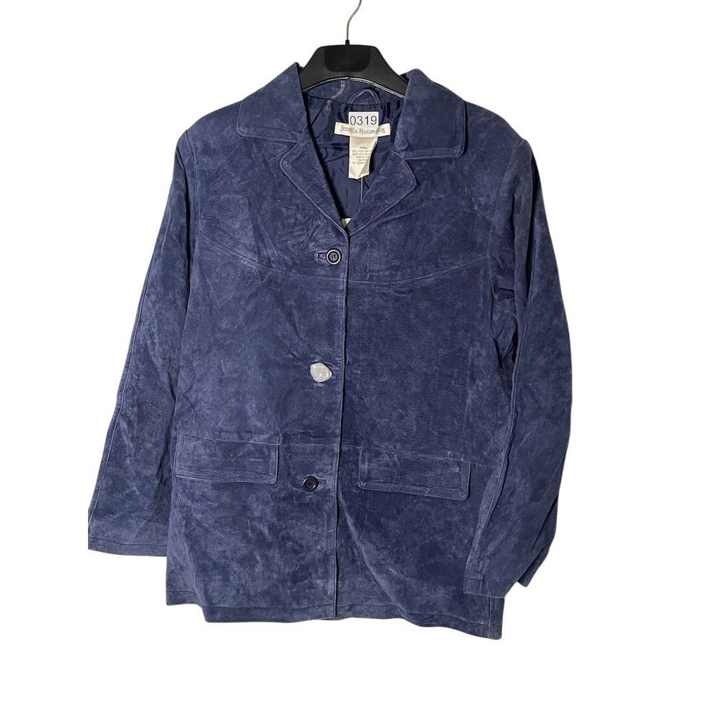 Jessica Holbrook Blazer Jacket‎ Womens Small Blue Button Front Lined